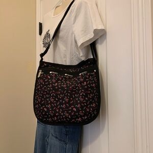 Lesportsac Black Floral Crossbody Bag